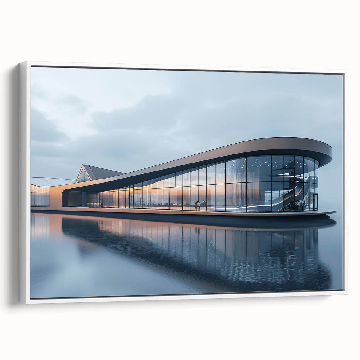 Extra large vintage poster art of architectural museums on framed canvas, featuring colorful art on a black background.