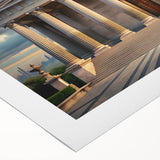 Art Deco poster featuring a stylized architectural design in monochrome, printed on rolled canvas.