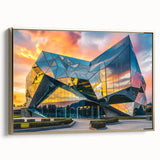 Side view of a framed canvas featuring a vintage poster art landscape, ideal for bedroom wall decor.