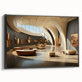 Black and white framed canvas of a vintage landscape painting, ideal for bedroom wall art.