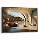 Black and white framed canvas of a vintage landscape painting, ideal for bedroom wall art.