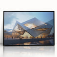 Large abstract wall art featuring geometric shapes in muted gray and black tones on acrylic.