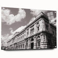 Acrylic glass print of a large abstract palace design in monochrome tones, suitable for bedroom or dining room decor.