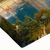 Large art of a palace in black and white tones on stretched canvas, ideal for bedroom wall decor.