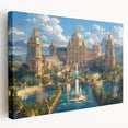Large canvas print of a detailed palace architecture design in neutral tones, suitable for kitchen wall art.