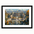 Abstract art print featuring textured, colorful patterns on an extra large canvas, framed in black.