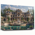 Acrylic print of a large abstract palace design in neutral tones, ideal for dining room or bedroom decor.