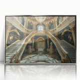 Art deco poster featuring a silver-framed acrylic print of a palace architecture design, suitable for modern art wall decor.