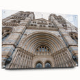Large abstract wall art on acrylic glass depicting a palace, in muted earth tones, suitable for bedroom or dining room decor.