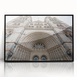 Large abstract wall art featuring a mid-century modernist palace design in black and gray tones on framed acrylic.