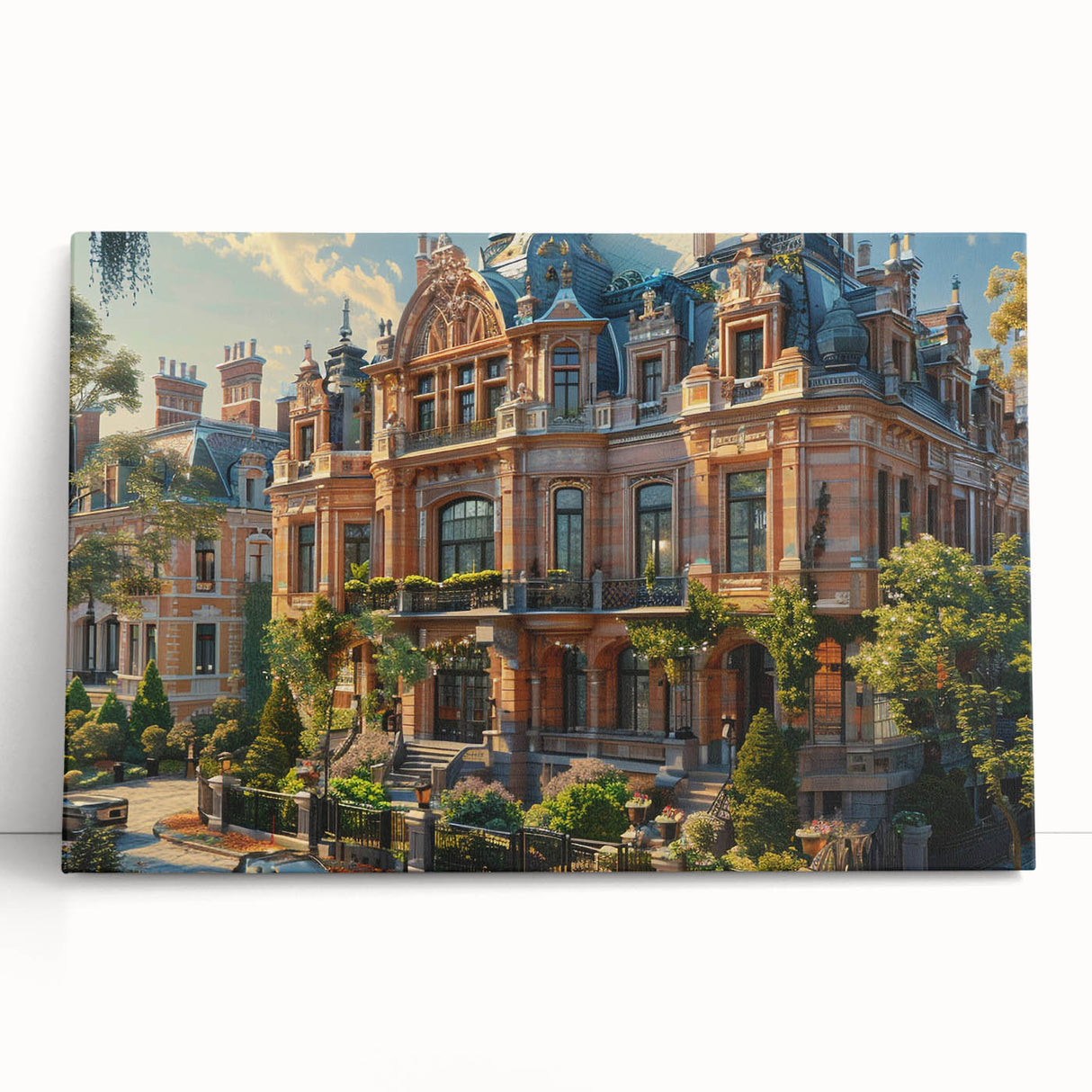 Black and white photo of a palace architecture on stretched canvas, ideal for kitchen wall art or bedroom ambiance.