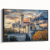 Black and white vintage poster art of a palace, printed on framed canvas, suitable for bedroom wall decor.