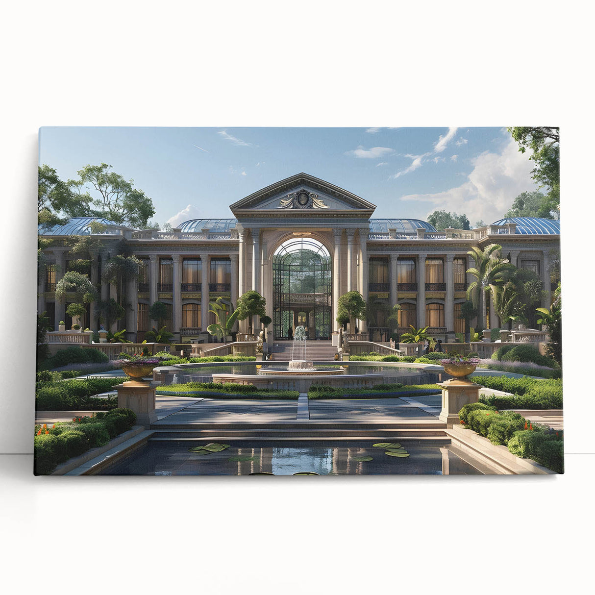 Black and white photo of a leaning palace on stretched canvas, ideal for kitchen wall art or bedroom.