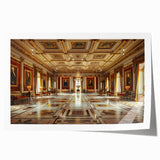 Extra large rolled print of a palace architecture design in muted gray, ideal for art wall dining room.