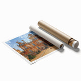 Extra large rolled print featuring a detailed floral design in pastel shades, ideal for classy bathroom wall art.