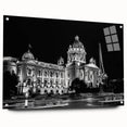 Acrylic glass print of a large abstract palace design in muted earth tones, ideal for dining room decor.