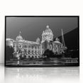 Large abstract wall art featuring mid-century modernist palace design in black and white acrylic.
