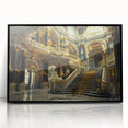 Large abstract wall art featuring geometric shapes in black and white, framed in acrylic.
