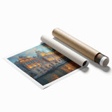 Extra large rolled print featuring a floral art design on a grand palace, ideal for classy bathroom wall art.