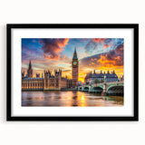 Extra large abstract art print featuring a colorful, textured depiction of a palace, on a black framed canvas.