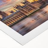 Art deco poster featuring a detailed palace architecture in muted beige and cream tones on rolled canvas.