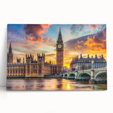 Black and white photograph of a leaning palace, printed on stretched canvas.