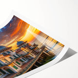 Extra large rolled print featuring line art flowers in monochrome, ideal for large living room wall art.