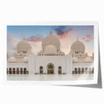 Extra large rolled print featuring a detailed floral design on a palace architecture, in muted earth tones.