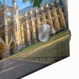 Large abstract wall art featuring mid-century modernist architecture in muted earth tones, ideal for dining room decor.