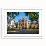 Extra large abstract art print of a palace, in muted earth tones on a textured canvas, ideal for living room decor.