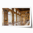 Rolled print of a palace architecture design in muted beige and white tones, suitable for dining room or bathroom wall art.