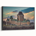 Black and white framed canvas of a vintage palace design, ideal for bedroom wall decor.