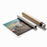 Extra large rolled print of a floral art depicting vibrant pink and green hues, ideal for classy bathroom wall art.