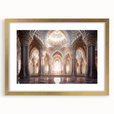 Textured art featuring an abstract design in gold and white, framed with a mat, ideal for bedroom ambiance.