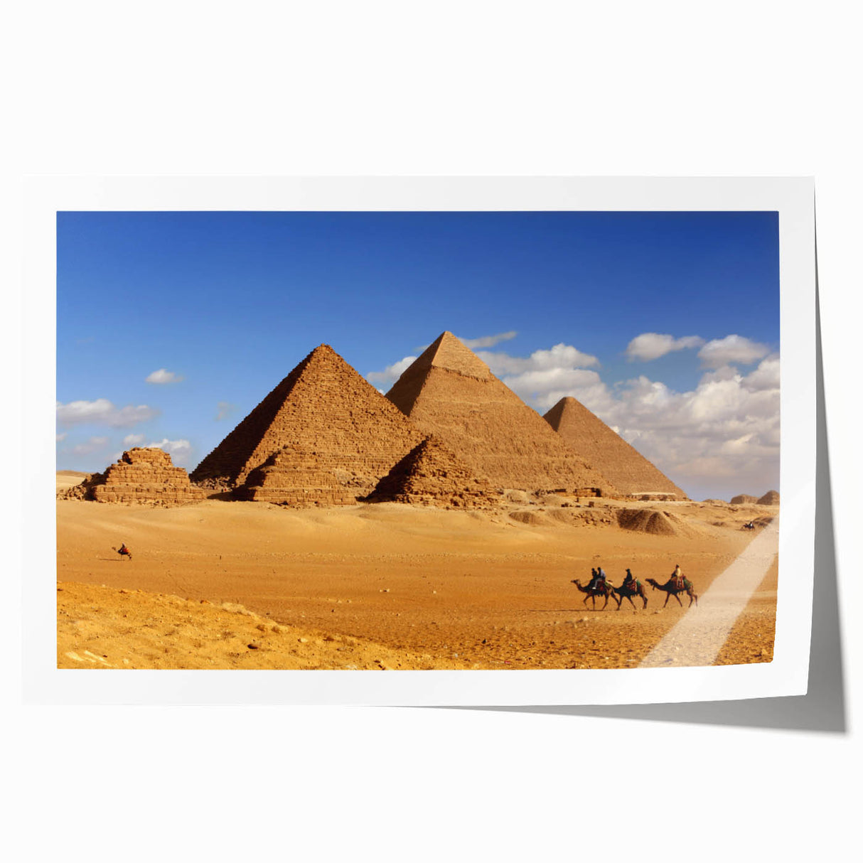 Extra large rolled print of pyramids with subtle gray tones, suitable for art wall dining room.