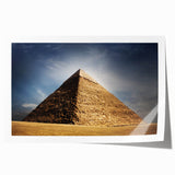 Rolled print of abstract pyramids in muted earth tones, suitable as art wall for dining room.