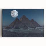 Black and white photograph of pyramids on stretched canvas, ideal for kitchen wall art.