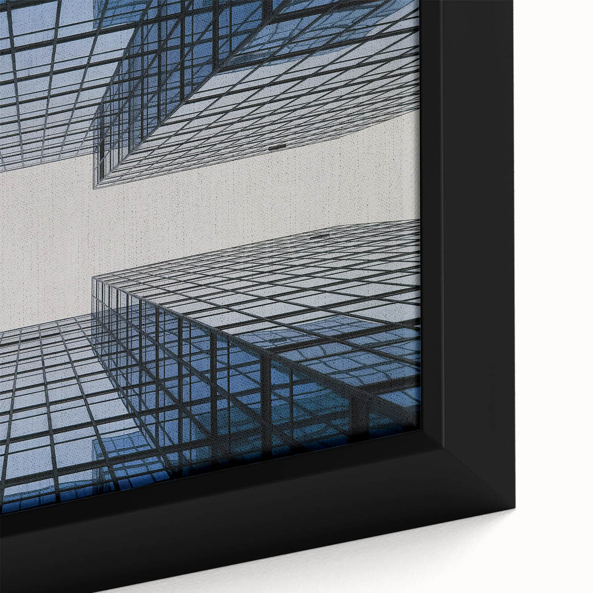 Extra large framed canvas featuring a black skyscraper design with colorful, textured details, ideal for living room decor.