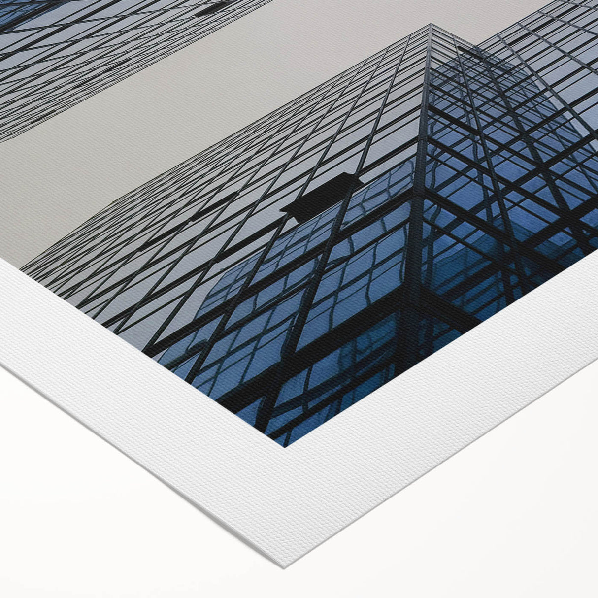 Art deco skyscraper poster in monochrome, printed on rolled canvas, suitable for dining room wall art.