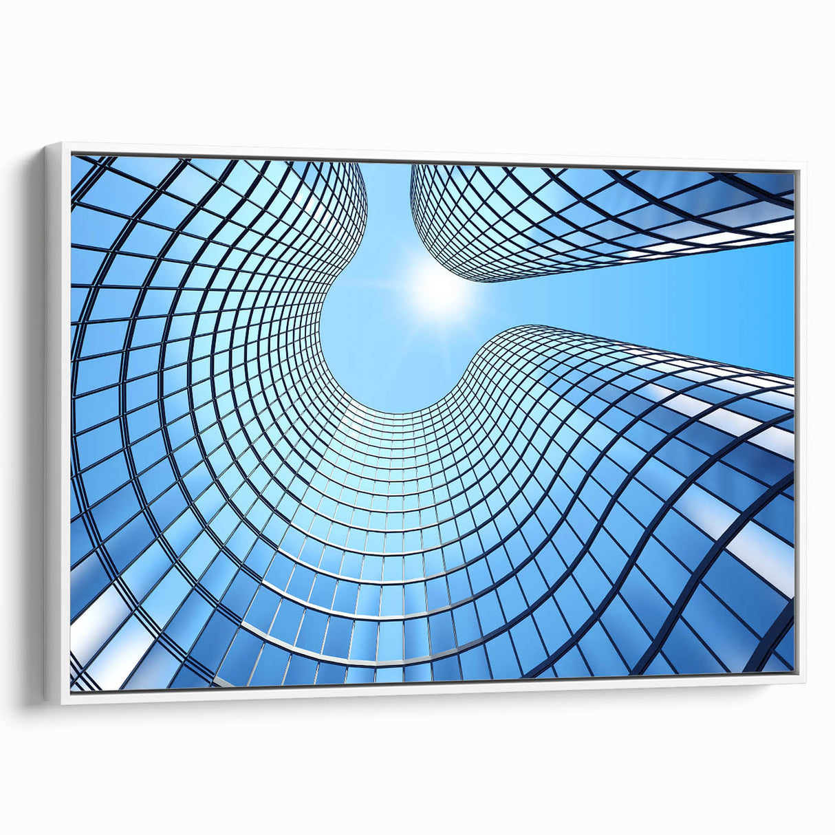 Framed canvas of a black and white vintage skyscraper design, ideal for bedroom wall art.