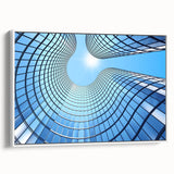 Framed canvas of a black and white vintage skyscraper design, ideal for bedroom wall art.