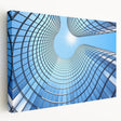 Large canvas print of a modern skyscraper in gray tones, ideal for kitchen wall art.