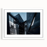 Extra large abstract art print featuring textured skyscraper design in muted grays, framed with a white mat.