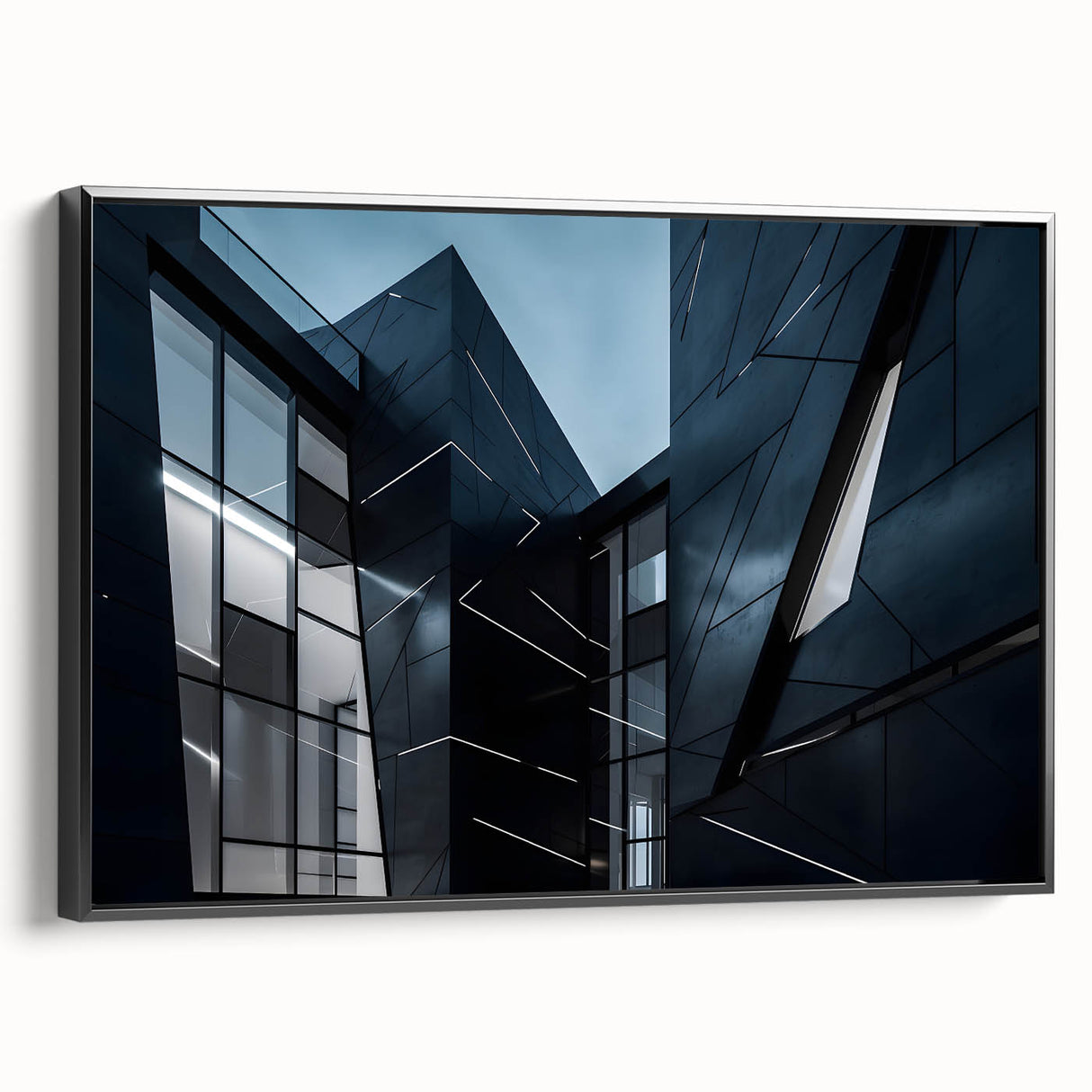 Black and white framed canvas featuring a vintage skyscraper design, ideal for bedroom wall decor.
