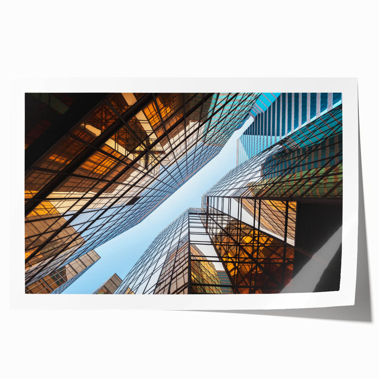 Extra large rolled print featuring a detailed skyscraper design in monochrome, ideal for art wall dining room.