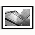 Extra large abstract art print featuring colorful, textured skyscrapers on a framed black mat, ideal for living room decor.