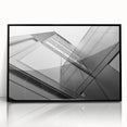 Large abstract wall art featuring a black and white skyscraper design on a framed acrylic, ideal for modern art wall decor.