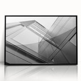 Large abstract wall art featuring a black and white skyscraper design on a framed acrylic, ideal for modern art wall decor.