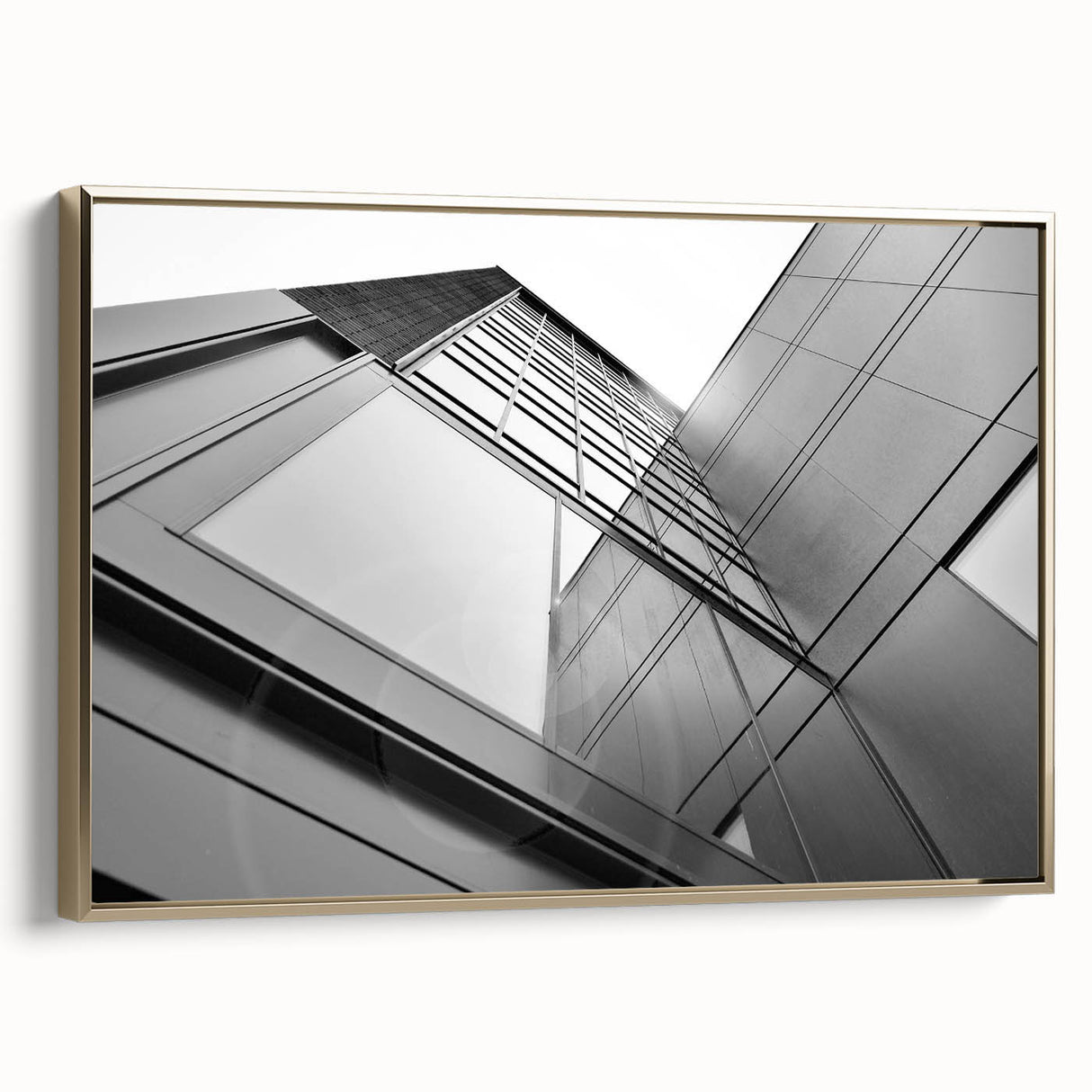 Framed canvas featuring a black and colorful vintage poster art of skyscraper designs, ideal for office decor.