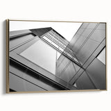 Framed canvas featuring a black and colorful vintage poster art of skyscraper designs, ideal for office decor.